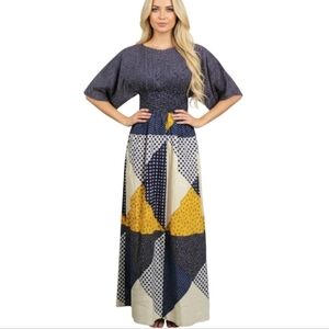Vintage Keyloun Patchwork Cotton Maxi Dress